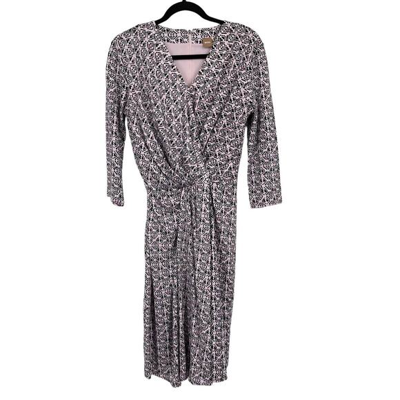 BOSS Hugo Boss dress Exandria1 twist front midi pink Small S - Picture 1 of 5
